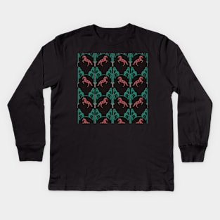 Scarlet Stallion: Embodying Freedom with Egyptian Tribal Elegance Kids Long Sleeve T-Shirt